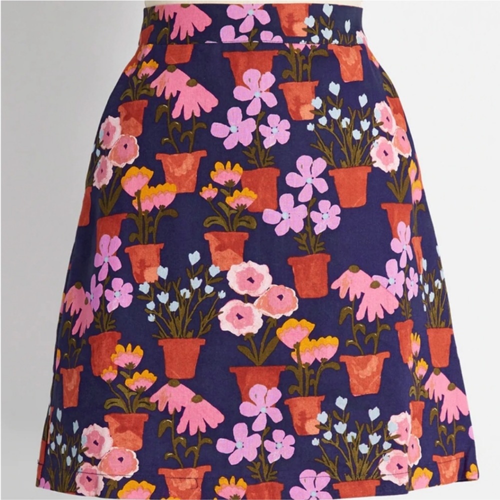 Ready, Set, Grow Floral Potted Plants Linen Mini Skirt Princess Highway